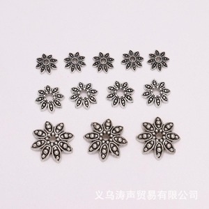 ลูกปัดโลหะผสมเงินโบราณรูปดอกไม้ 8 กลีบ สำหรับทำเครื่องประดับ DIY อุปกรณ์ตกแต่งจี้ - Product Image 1