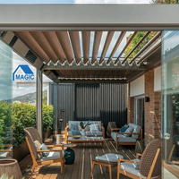 Pergola électrique magique en aluminium imperméable pour jardin extérieur avec cuisine extérieure