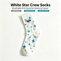Nouvelles chaussettes mi-mollet unisexes respirantes en tricot pour le printemps, polyvalentes toutes saisons, style Instagram avec étoiles et lettres
