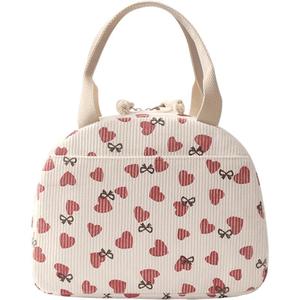 Lunch Bag Beige Heart Beige Plum Blossom Insulation Portable For Work School Outdoors - Product Image 2