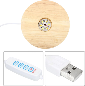 Lampe de chevet en bois de bambou, lumière blanche chaude, 16 couleurs <span class=keywords><strong>RGB</strong></span> changeantes, télécommande, décoration de chambre, boule de cristal 3D, artisanat, veilleuse - Product Image 4