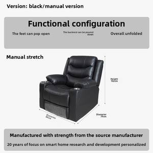 Canapé électrique simple et fonctionnel en cuir de vachette en cuir véritable pour petit appartement salon Home cinéma confortable - Product Image 6