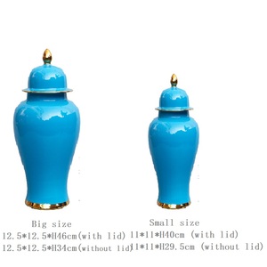 Tarro de cerámica esmaltado azul, recipiente de almacenamiento de porcelana, decorativo, jengibre, popular, proveedor de China - Product Image 6