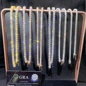 Luxury 925 Silver Rhodium Plated Moissanite <b>Statement</b> <b>Necklace</b> Round Brilliant Cut Prong Setting Party Jewelry Unisex - Product Image 2