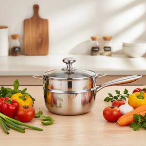 Olla de Acero Inoxidable Antiadherente con Diseño de Panal de Abeja, Apta para Gas e Inducción, con Tapa de Vidrio, Diseño Clásico, para Sopa y Leche - Product Image 2
