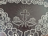 Voile de Mariée Haute Qualité en Dentelle Française Appliquée, Bordures Brodés pour Église Cathédrale, Foulard Mantille Hijab