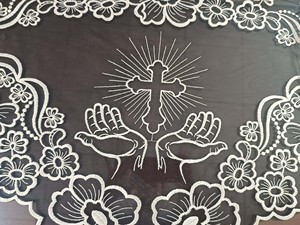 फ्रेंच फीता एपिक एज ब्राइडल घूंघट शादी चर्च कैथेड्रल कढ़ाई सिर स्कार्फ मैटिल्ला हिजाब - Product Image 5