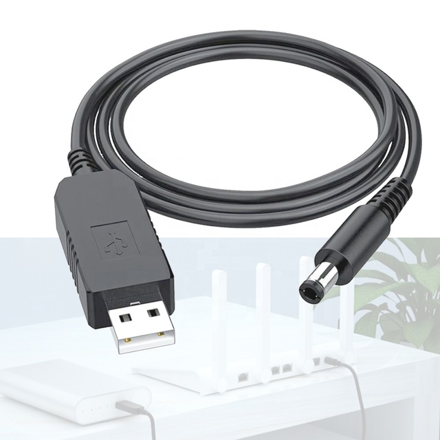 USB 5V to 12V DC Voltage Step up Converter Cable 5.5x2.1mm Power Booster Cord for WiFi Router Modem Emergency Power