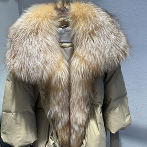 <span class=keywords><strong>Abrigo</strong></span> de invierno informal para mujer con Cuello de piel esponjoso generoso Nuevas tendencias de moda Chaqueta corta de plumón de pato blanco cómodo - Product Image 3