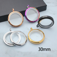 Pendentif Médaillon Flottant en Verre 30mm avec Fermeture Magnétique en Acier Inoxydable / Fermeture à Torsion, Bijou Médaillon Souvenir