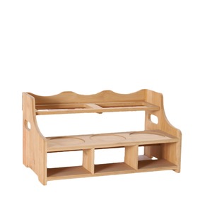 Étagère à épices en bois à double niveau, organisateur de rangement pour la cuisine, porte-bouteilles à condiments, couleur bois naturel, utilisation sur le bureau - Product Image 5