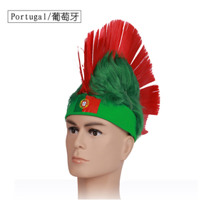 Logo personnalisé 2026 France Fans de Football Produits Giveaway Cockscomb Perruque <span class=keywords><strong>Fous</strong></span> Français Football Fans Mohawk Perruques avec Bandeau - Product Image 6