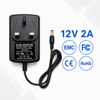 Adaptateur secteur haute efficacité 24W 12V 2A certifié EMC FCC, production personnalisée, pour caméra de sécurité et éclairage LED