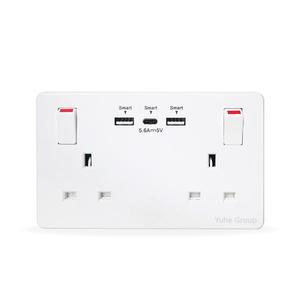 Enchufe Estándar Británico, Enchufe Doble de Pared con Interruptor de Iluminación, 2 Puertos USB Tipo C de Carga Rápida, Panel Táctil para PC, Interruptor Individual - Product Image 3