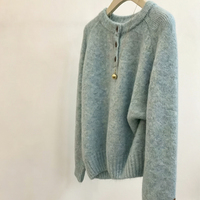 Pull en tricot duveteux de style coréen occidental avec boutons décoratifs colorés pour importateurs mondiaux, approvisionnement en gros, personnalisation OEM/ODM