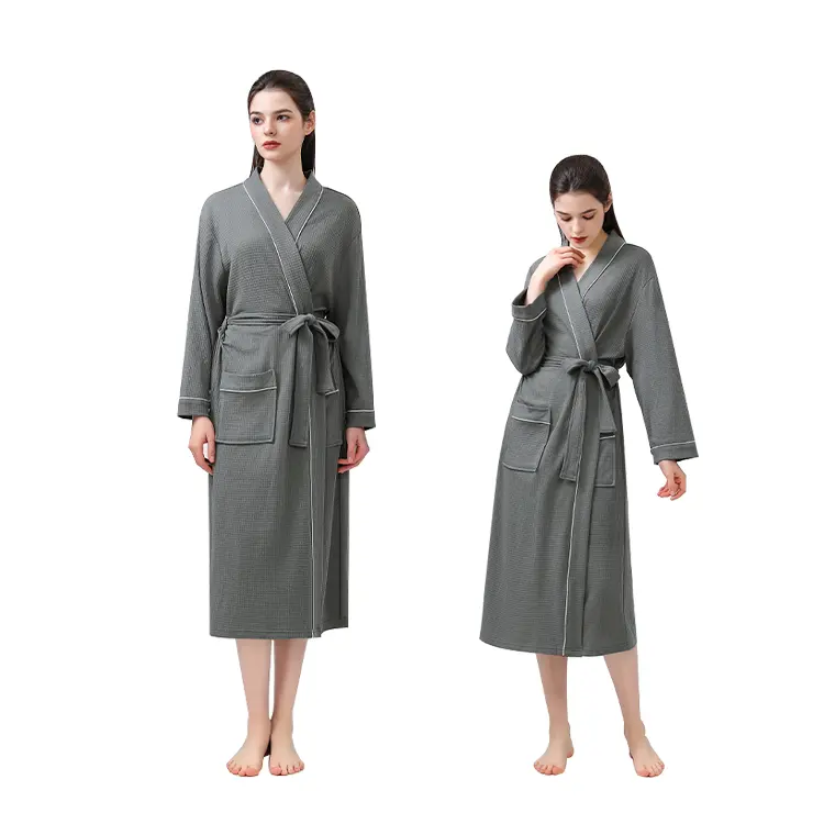 Sunhome haute qualité pas cher prix peignoirs classique solide gaufré vêtements de nuit Homewear SPA pyjamas femmes vêtements de nuit