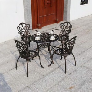 White Outdoor Cast Aluminum <strong>Table</strong> Chair <strong>Small</strong> Coffee Dining Set Casual Aluminum Waterproof UV-Resistant for Courtyard Garden - Product Image 2