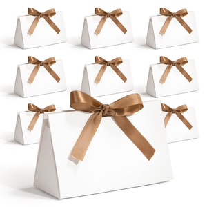 Scatola Regalo Pieghevole a Triangolo Stile <span class=keywords><strong>Ins</strong></span> con Fiocco in Nastro di Raso, Bomboniera per Matrimoni e Feste, Scatola per Caramelle e Cioccolatini per Ospiti e Souvenir - Product Image 6