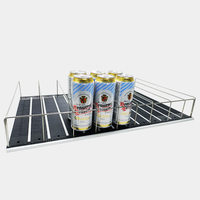 Système d'étagères à gravité avec revêtement plastique OFL, capacité et dimensions personnalisables pour l'organisation des boissons coulissantes en supermarché