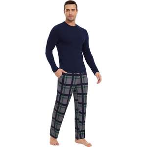 Conjunto de Pijama de Viscosa de Bambú para Hombre, Manga Larga, a Cuadros, Ropa de Dormir con Bolsillos, Talla Grande, Ropa Modal para Hombre - Product Image 1