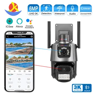 6Mp çift Lens Ptz kamera açık 2 yönlü ses akıllı ev Ai izleme hareket algılama Icsee gözetim Ip kameralar ile Wifi