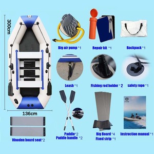 Juego de barco de pesca inflable Solar Marine para 4 personas, canoa de remo de 9,8 pies, capacidad de peso de 787lb, incluye <span class=keywords><strong>remos</strong></span> de aluminio de lujo - Product Image 6
