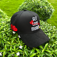 Casquettes sportives en coton à calotte haute, personnalisées de haute qualité avec broderie 3D Cœur et Ange, dessous de calotte en suède, étiquette en PU et étiquette métallique, style mignon et courant