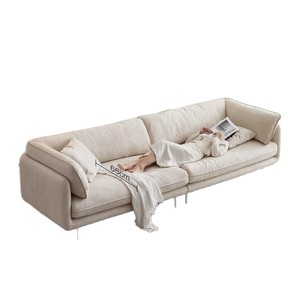 Sofá de tela estilo nórdico minimalista, sofá recto de diseño para sala de estar pequeña, sofá de 3/4 plazas para el hogar - Product Image 1