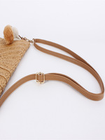 Sac bandoulière tressé artisanal en paille et corde de papier avec pompon, sac de plage d'été, pochette décontractée pour femme