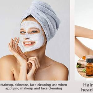 Turbante <span class=keywords><strong>de</strong></span> secado rápido para <span class=keywords><strong>mujer</strong></span> Longren, <span class=keywords><strong>de</strong></span> terciopelo coral grueso y absorbente, con borde <span class=keywords><strong>de</strong></span> terciopelo cortado, toalla con capucha. - Product Image 2