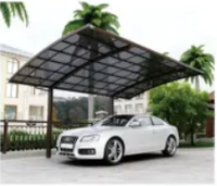 Auvent de terrasse en aluminium et polycarbonate, protection solaire et pluie pour balcon extérieur, abri de voiture simple pour 2 véhicules