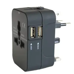 Adaptor Perjalanan Universal Internasional All In One Adaptor Perjalanan Seluruh Dunia Pengisi Daya Dinding Steker Listrik dengan USB Ganda