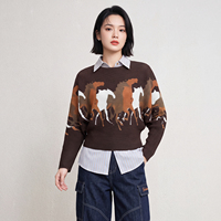 Blouse plissée élégante à imprimé cheval, pièce de superposition raffinée, vente en gros directe usine pour boutiques mondiales