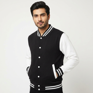 Nueva Colección de Invierno, Chaqueta Varsity de Lona y Cuero para Hombre, Impermeable, Resistente al Viento, Estilo Urbano y Casual - Product Image 1