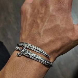 Men's Unique Sword-shape Adjustable Fine Jewelry <b>Bracelets</b> Custom Wholesale Jewelry <b>Bangles</b> <b>Silver</b> 925 Punk Charm <b>Bracelets</b> - Product Image 6