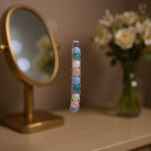 Pendientes Huggie de Oro Blanco con Bisel de Cuarzo para Mujer, Joyería de Moda, Pendientes Colgantes de Aleación - Product Image 2