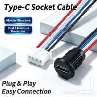 Connecteur USB-C femelle rond LN-006 M11 pour panneau, pour boîtier électronique DIY, entrée d'alimentation et transmission de signal