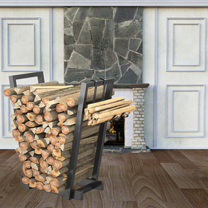20-Inch Indoor Fireplace Firewood Rack <strong>Log</strong> Holder with Kindling Holder Metal Storage <strong>Stand</strong> - Product Image 5