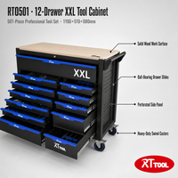 Chariot à outils robuste RT TOOL OEM/ODM à 12 tiroirs avec outils, armoire à roulettes en acier, poste de travail mobile pour la réparation automobile