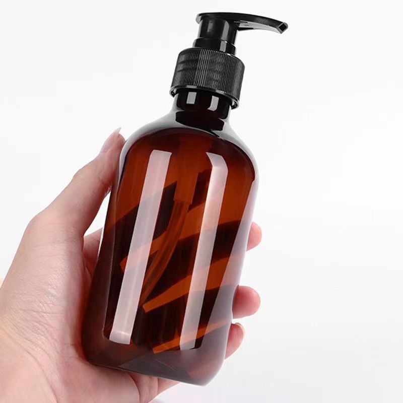 Glass Bottles with Stainless Steel Pump Thick Amber Glass Soap Dispenser