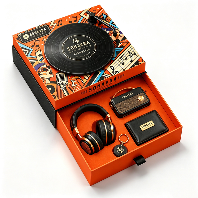 Interactive Audio Gift Box with Built in Music Player Custom Rigid Paper Drawer Box for Premium Brand Gift Sets