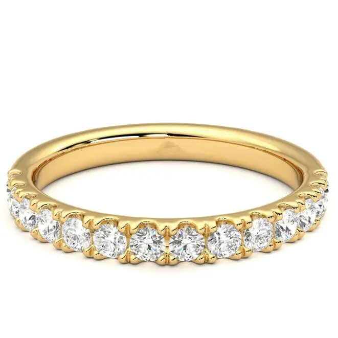 Fine Jewelry Lab Grown Anéis de Diamante 10K 14K 18K Ouro Sólido Half Eternity Wedding Band 2.0mm HPHT Lab diamantes Anel de noivado