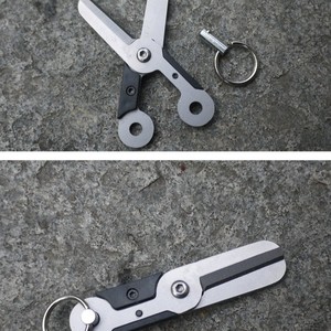Mini ciseaux en acier inoxydable avec loquet à ressort, conception compacte, porte-clés, outil d'extérieur, EDC portable - Product Image 2