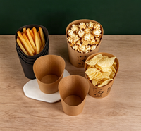 Gobelets en papier kraft pour frites, porte-frites, gobelets jetables pour gaufrettes, gobelets en papier pour snacks, vaisselle avec logo personnalisé