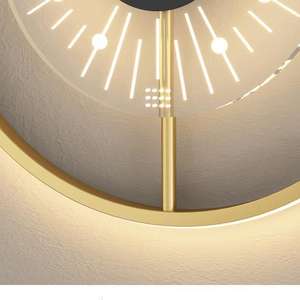 거실 침실을 위한 창조적 인 금빛 벽 시계 램프 철 몸 직물 그늘 따뜻한 LED 빛 E26 전구 장식 - Product Image 6