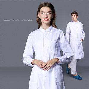 Bata blanca personalizada para médico y enfermera, logo <span class=keywords><strong>bordado</strong></span> gratis, 2021 - Product Image 1