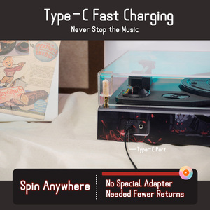 Mô hình nhà máy được thiết kế màu đỏ Spider Lily 3-tốc độ Bluetooth Hi-Fi Turntable LP Vinyl ghi <span class=keywords><strong>Player</strong></span> với xây dựng trong loa cho món quà - Product Image 6