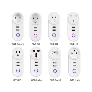 US AU UK EU France Ấn Độ mở rộng AC 2 USB ổ cắm 10A <span class=keywords><strong>Alexa</strong></span> Google IFTTT giọng nói tuya app điều khiển từ xa Wifi thông minh Power Strip - Product Image 2