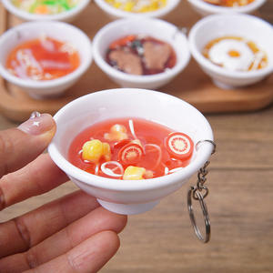 Porte-clés pendentif bol de ramen japonais en plastique, modèle alimentaire factice, thème amour, imitant des nouilles - Product Image 2