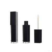 Tube de brillant à lèvres transparent carré noir de 3ml contenant cosmétique vide emballage d'huile repulpante pour les lèvres logo personnalisé
